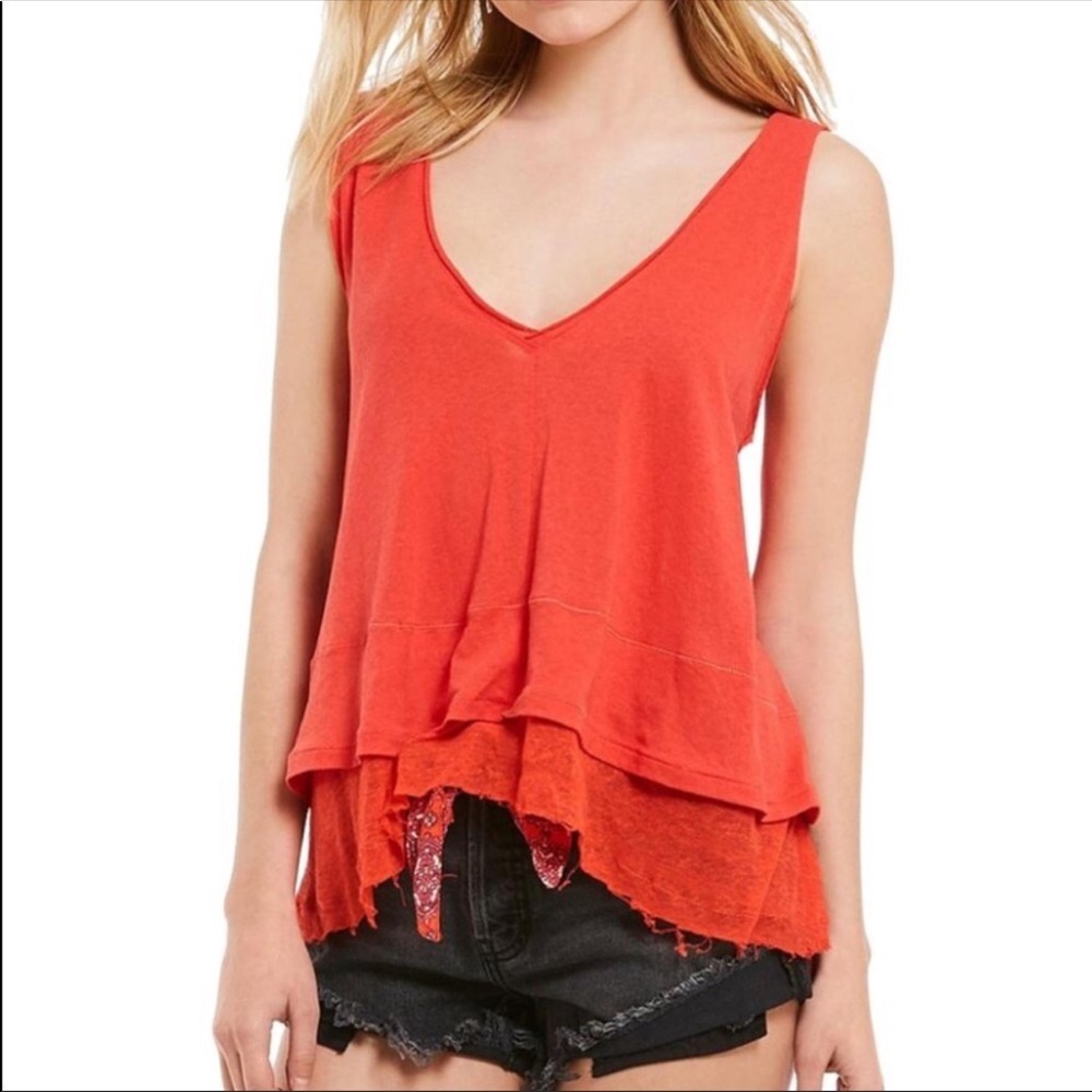 NWT Free People Peachy Tank in Coral - Picture 3 of 8